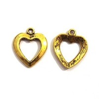 5 Breloques cœur en métal argenté 15mm