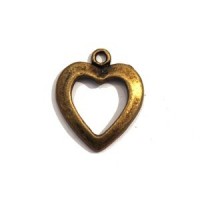 5 Breloques cœur en métal argenté 15mm