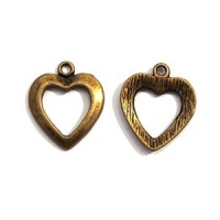 5 Breloques cœur en métal argenté 15mm