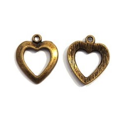5 Breloques cœur en métal argenté 15mm