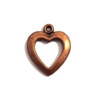 5 Breloques cœur en métal argenté 15mm