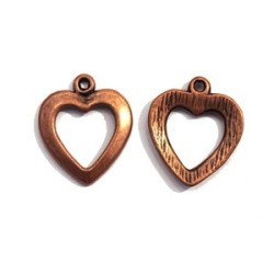 5 Breloques cœur en métal argenté 15mm