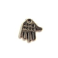 Breloque cœur en métal argenté vieilli x10