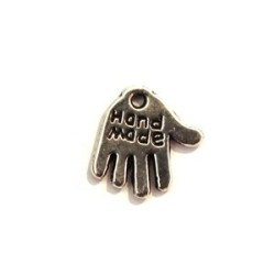 Breloque cœur en métal argenté vieilli x10