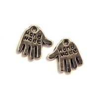 Breloque cœur en métal argenté vieilli x10