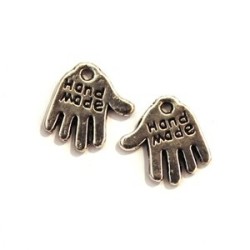 Breloque cœur en métal argenté vieilli x10