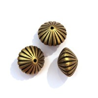 5 Perles CCB toupies striées bronze