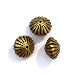 5 Perles CCB toupies striées bronze