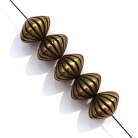 5x Perle CCB toupie striée bronze