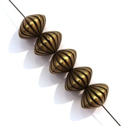5x Perle CCB toupie striée bronze