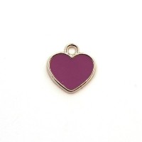 Breloque émaillée coeur violet