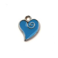 Breloque émaillée coeur bleu