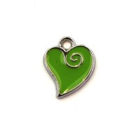 Breloque émaillée coeur vert