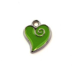 Breloque émaillée coeur vert