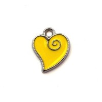 Breloque émaillée coeur jaune