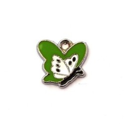 Breloque émaillée papillon vert