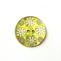 Bouton nacre 25mm vert clair x6