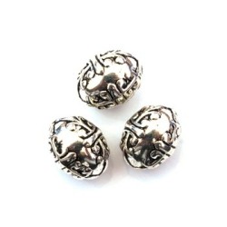 Perle CCB ovale 15mm argent x5