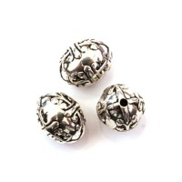 5 Perles CCB ovale 15mm argent
