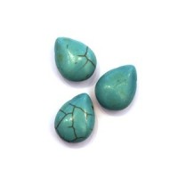 Perles Semi Précieuses - Perle goutte plate 15mm en pierre turquoise