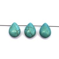 Perles Semi Précieuses - Perle goutte plate 15mm en pierre turquoise