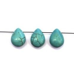 Perles Semi Précieuses - Perle goutte plate 15mm en pierre turquoise