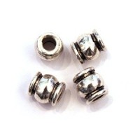 Perles tubes en métal argent vieilli 7mm