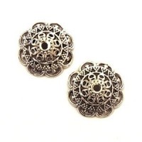 Perles coupelles larges 18mm argent vieilli