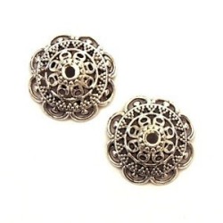 Perles coupelles larges 18mm argent vieilli
