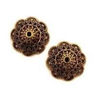 Perles coupelles larges 18mm doré vieilli