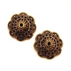 Perles coupelles larges 18mm doré vieilli