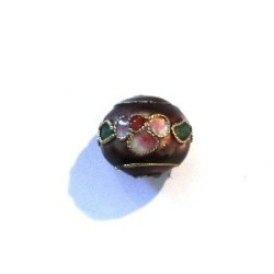 Perle Cloisonnée Ronde Applatie 13mm Prune