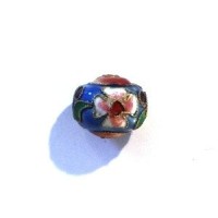 Perle Cloisonnée Ronde Applatie 13mm Bleu Clair