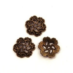 Perle en métal coupelles 12mm bronze