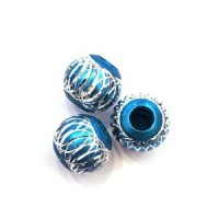 Perles Aluminium - Perles en aluminium 10mm bleu turquoise