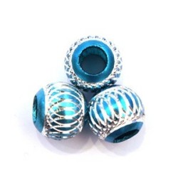 Perles Aluminium - Perles en aluminium 13mm bleu turquoise