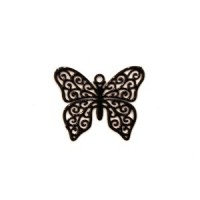 4 Breloques estampes filigrane papillon laqué couleur noir 13x16mm