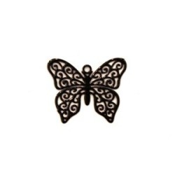 4 Breloques estampes filigrane papillon laqué couleur noir 13x16mm