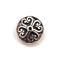 Perles en métal - Perle disque ajouré en métal argent vieilli 16mm