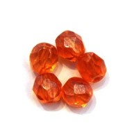 Perles à facettes 6mm orange lustré x20