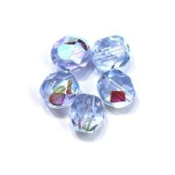 Perles à facettes 6mm bleuet irisé AB x20