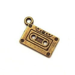 Pendentif cassette en métal bronze 23mm