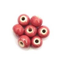5 Perles en céramique 11mm rose lustré