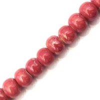 5 Perles en céramique 11mm rose lustré