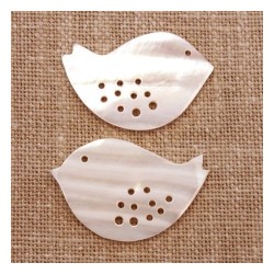 Oiseau en nacre taillée 39mm blanc