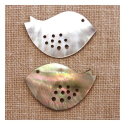 Oiseau en nacre taillée 39mm gris