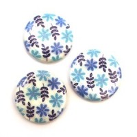 Perle en nacre imprimée fleuri bleu