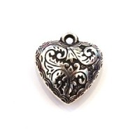 Perle CCB pendentif coeur 25mm argent