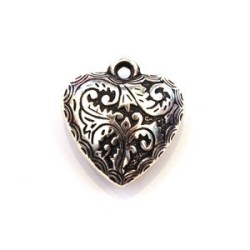 Perle CCB pendentif coeur 25mm argent