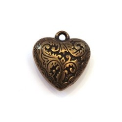 Perle CCB pendentif coeur 25mm bronze